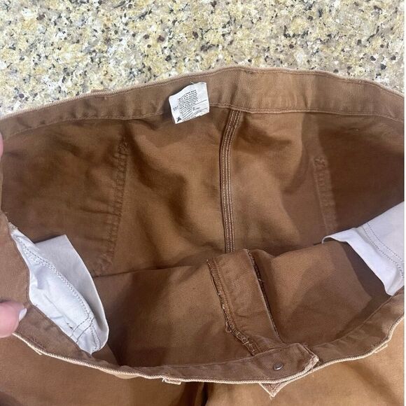 VTG Carhartt Men 44x32 Carpenter Canvas Dungaree Pants Brown Union Made USA B11 - Picture 9 of 16